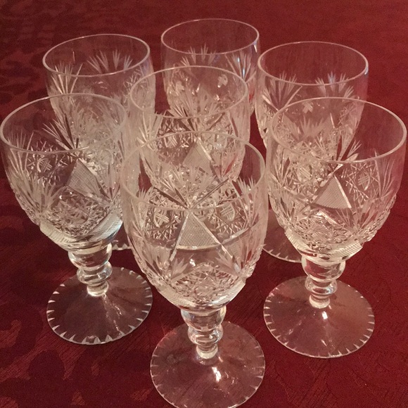 💖💖Set of 7 Vintage Crystal Cordials - Picture 1 of 6